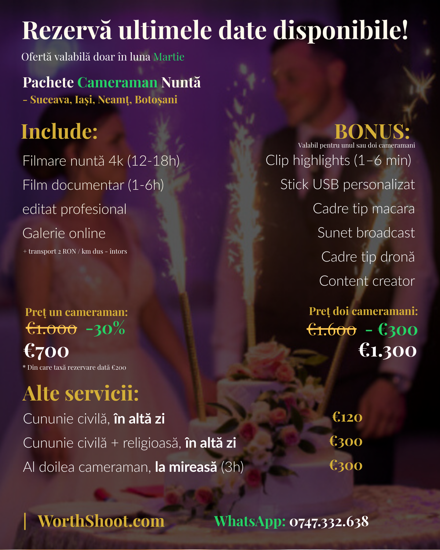 fotograf suceava · Pachet Cameraman Nunta